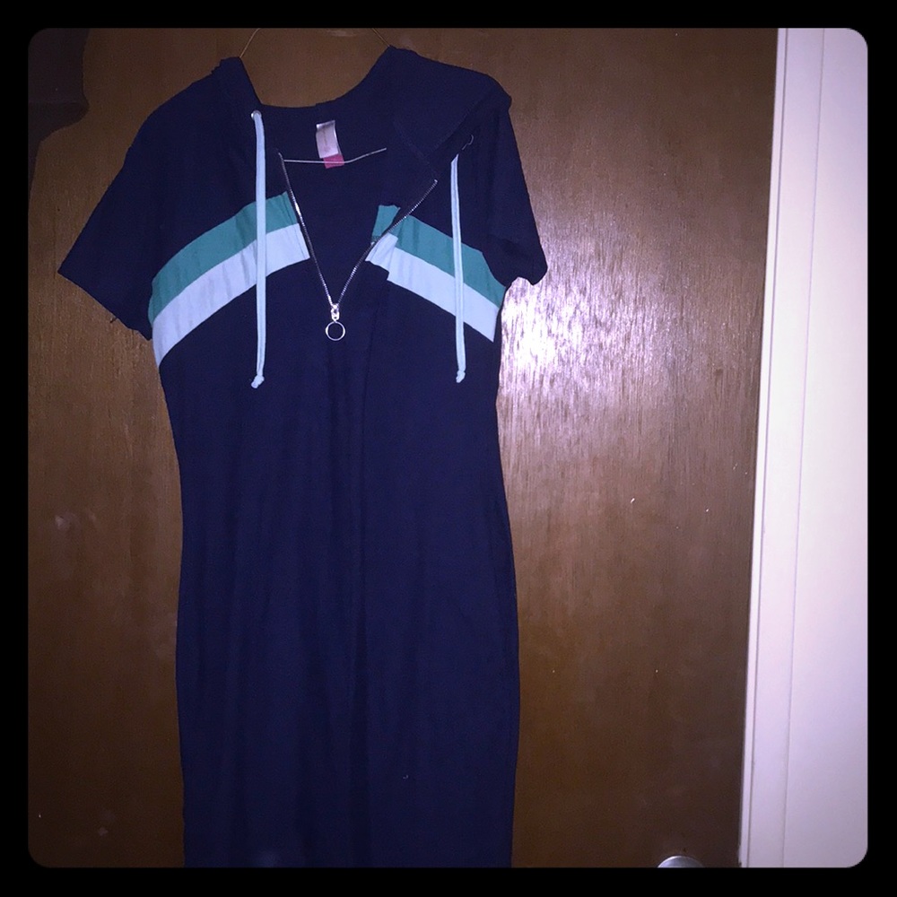 Teal and green and navy blue dress